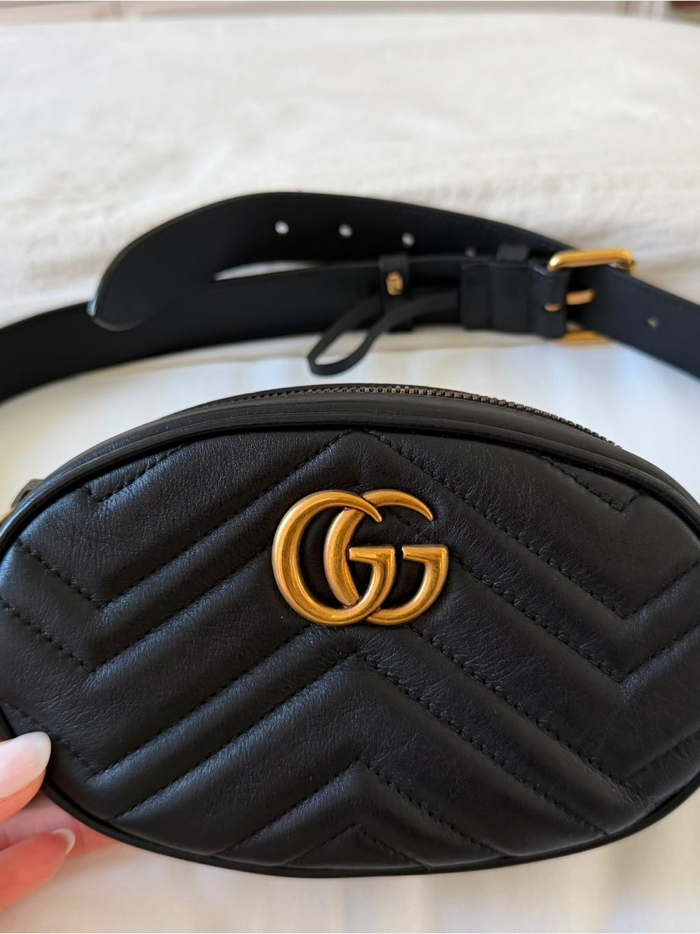 Gucci Marmont Black Quilted Leather Belt Bag LIKE NEW